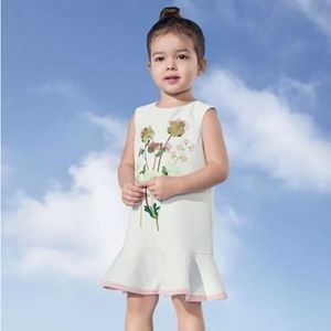 New Victoria Beckham for Target Toddler Girls Pressed Floral Ruffle Hem Dress 3T